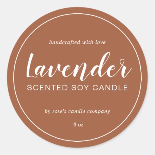 Homemade Soy Candle Chic Calligraphy TerraCotta Classic Round Sticker