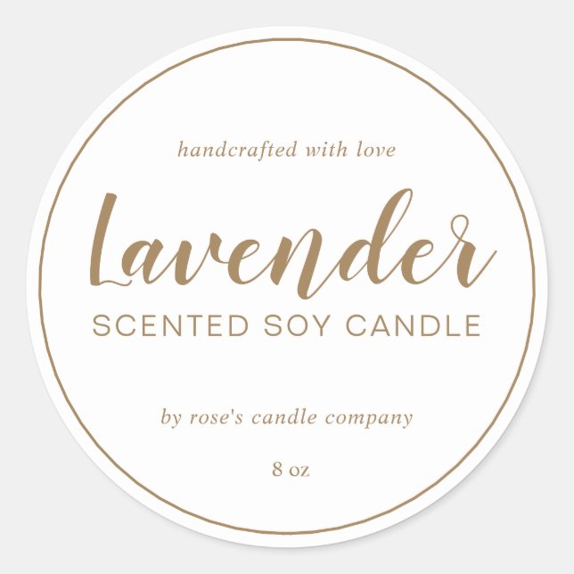 Homemade Soy Candle Gold Chic Calligraphy Classic Round Sticker (Front)