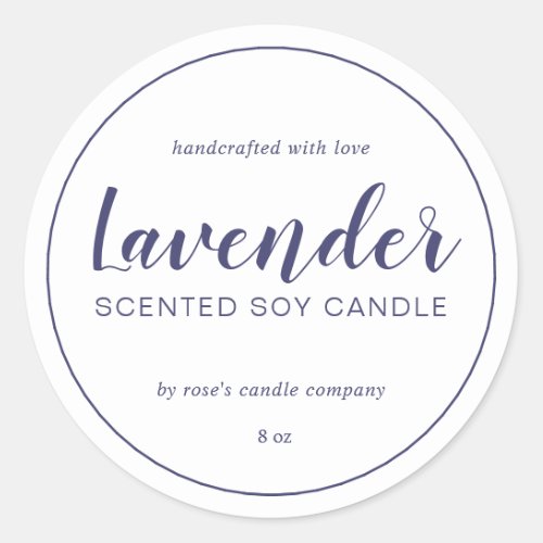 Homemade Soy Candle Navy Blue Chic Calligraphy Classic Round Sticker
