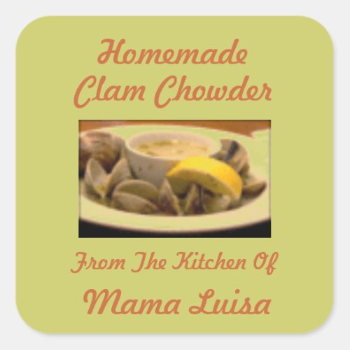 Homemade Steamed Clam Soup Recipe Jar Label Custom
