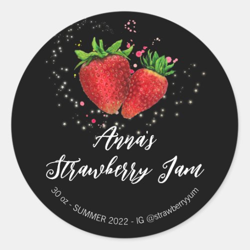  Homemade Strawberry AP30 Jam Jelly Preserves Classic Round Sticker