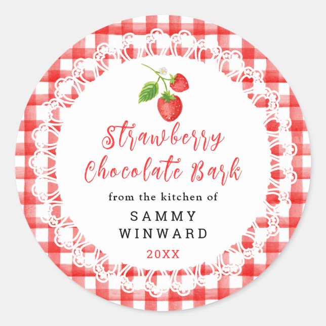 Homemade Strawberry Chocolate Bark Label (Front)