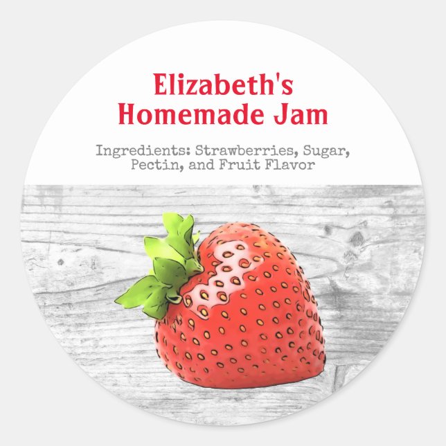 Homemade Strawberry Jam Custom Silver Red  Classic Classic Round Sticker (Front)