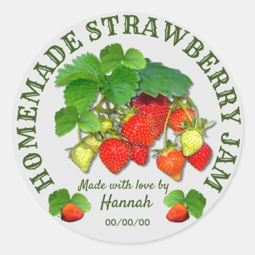 Homemade Strawberry Jam Custom Text Classic Round Sticker