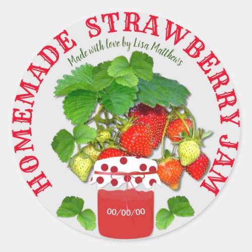 Homemade Strawberry Jam Custom Text Classic Round Sticker