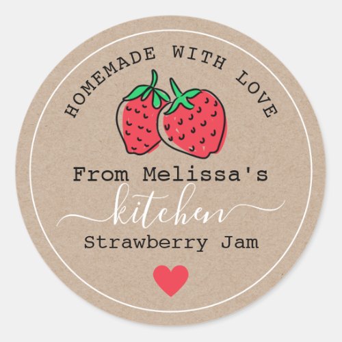 Homemade Strawberry Jam From The Kitchen Of Kraft  Classic Round Sticker