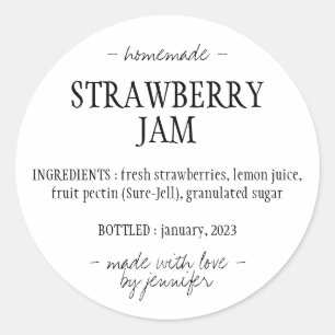 Homemade Strawberry Jam Ingredients Classic Round Sticker