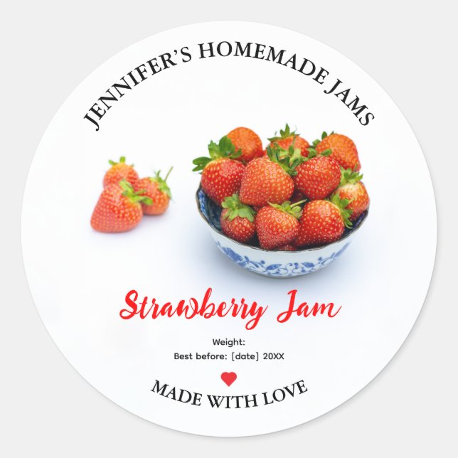 Homemade Strawberry Jam Jar Label (Front)