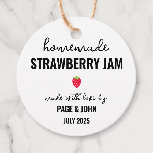 Homemade Strawberry Jam Jar Wedding Favor Tags