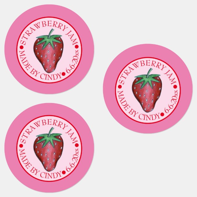 Homemade Strawberry Jam Jelly Preserves Canned By Labels (Group)