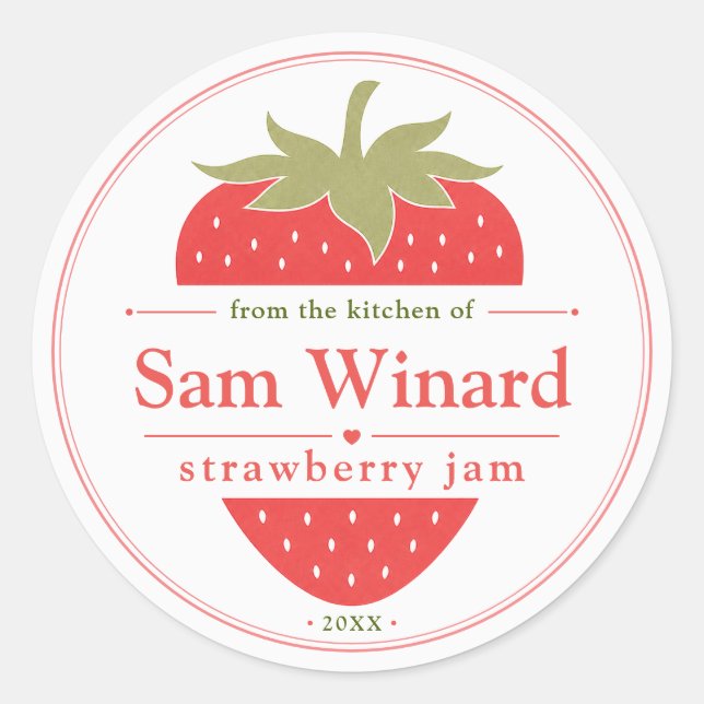 Homemade Strawberry Jam Kitchen Label (Front)