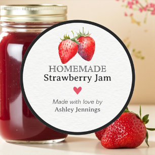 Homemade Strawberry Jam Label Custom Sticker