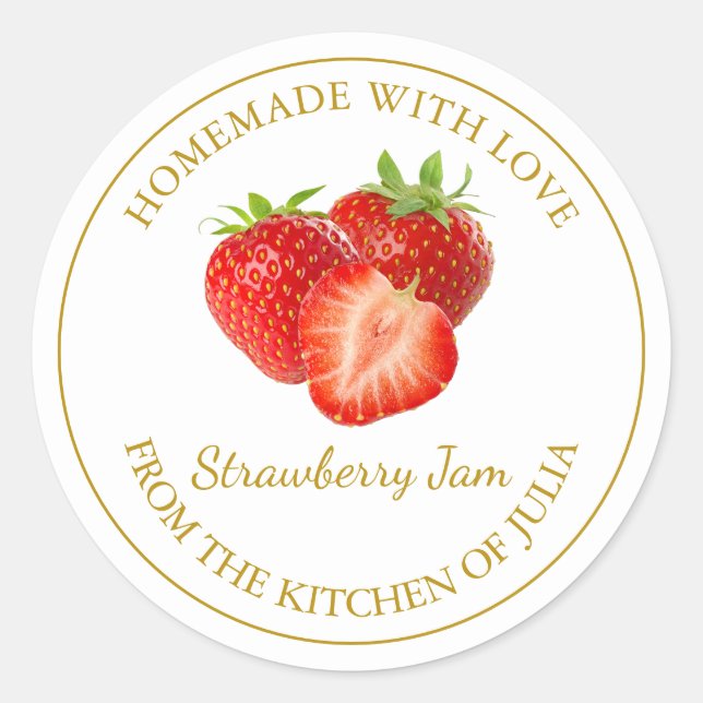 Homemade Strawberry Jam Label | White (Front)