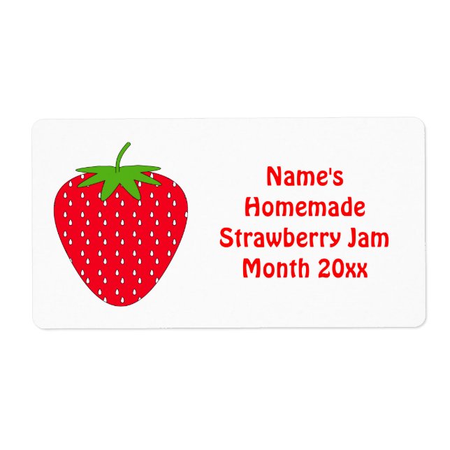 Homemade Strawberry Jam Label. White and Red. Label (Front)