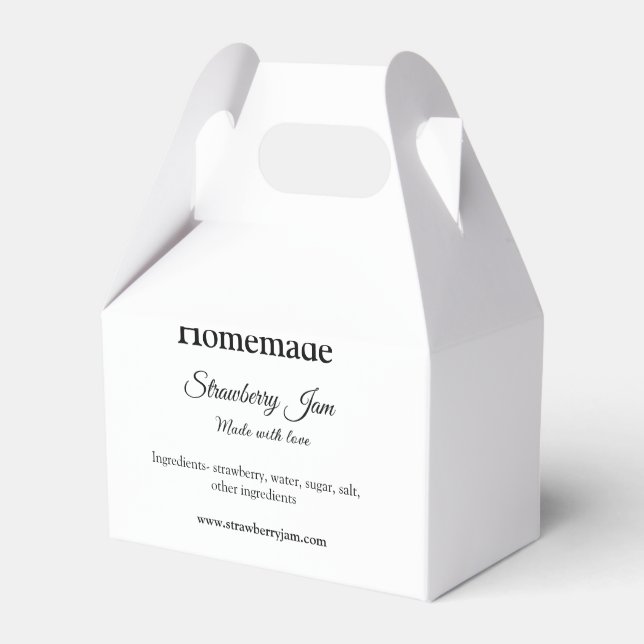 Homemade strawberry jam made with love add text we favor boxes (Front Side)