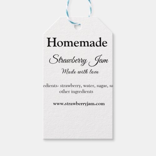 Homemade strawberry jam made with love add text we gift tags