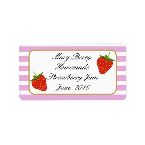 Homemade strawberry jam personalised label