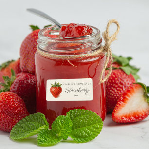 Homemade strawberry jam personalised label