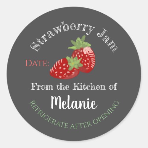 Homemade Strawberry Jam Personalized Chalk Canning Classic Round Sticker