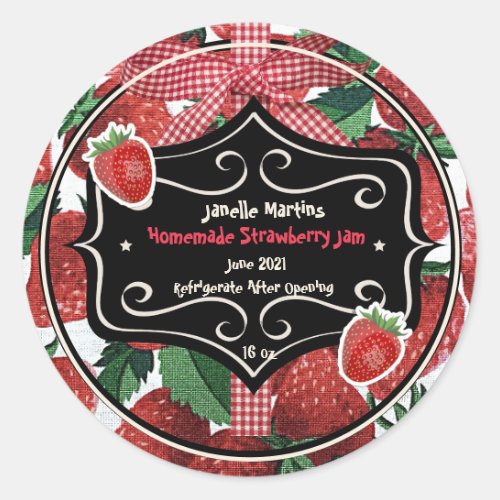 Homemade Strawberry Jam Personalized  Classic Round Sticker