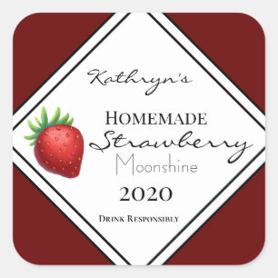 Homemade Strawberry Moonshine Personalized Square Sticker