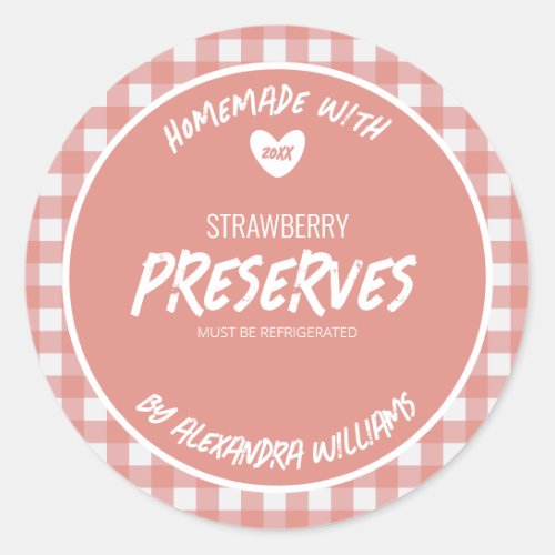 Homemade Strawberry Preserve Classic Round Sticker