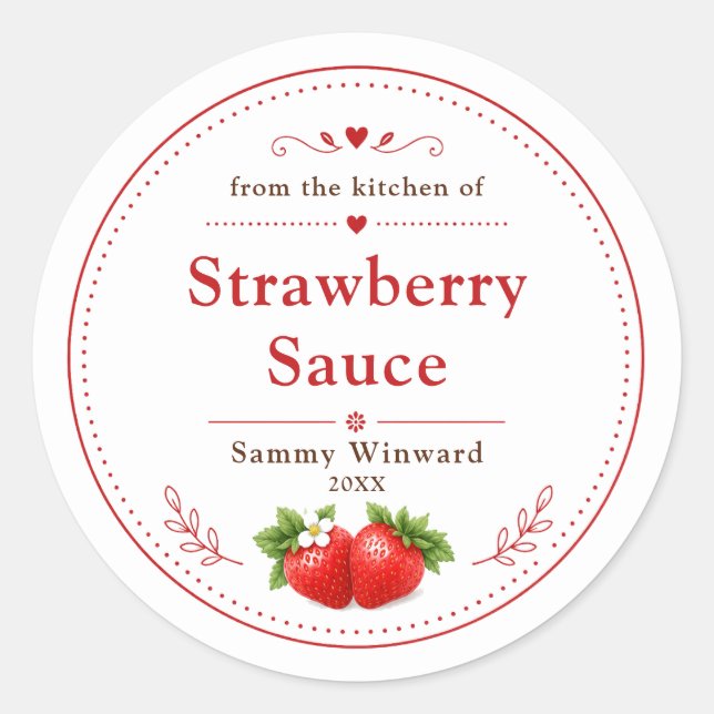 Homemade Strawberry Sauce Label (Front)