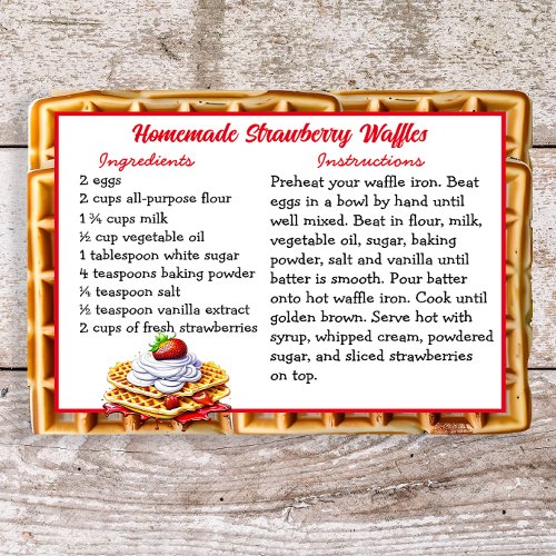 Homemade Strawberry Waffles Recipe Card