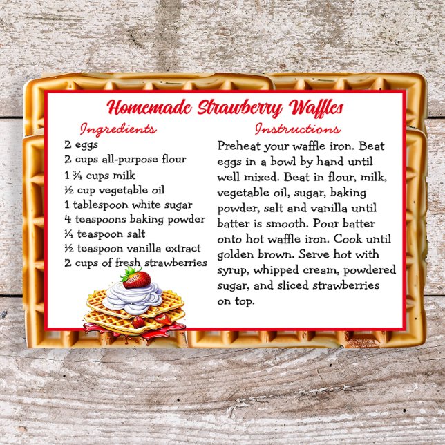 Homemade Strawberry Waffles Recipe Card (Creator Uploaded)