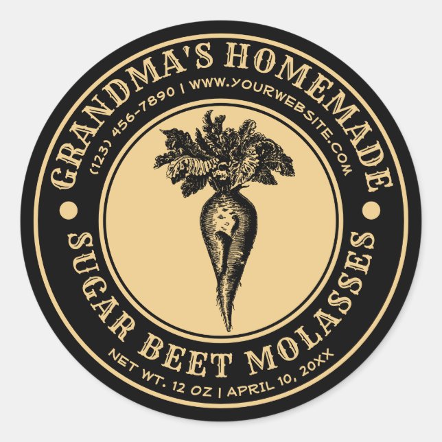 Homemade Sugar Beet Molasses Label Template (Front)