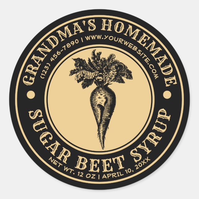 Homemade Sugar Beet Syrup Label Template (Front)