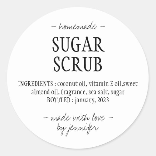 Homemade Sugar Scrub Classic Round Sticker