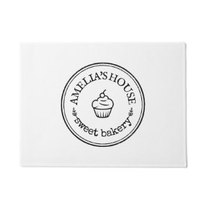 Homemade sweet bakery business logo custom white doormat
