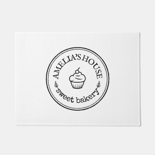 Homemade sweet bakery business logo custom white doormat
