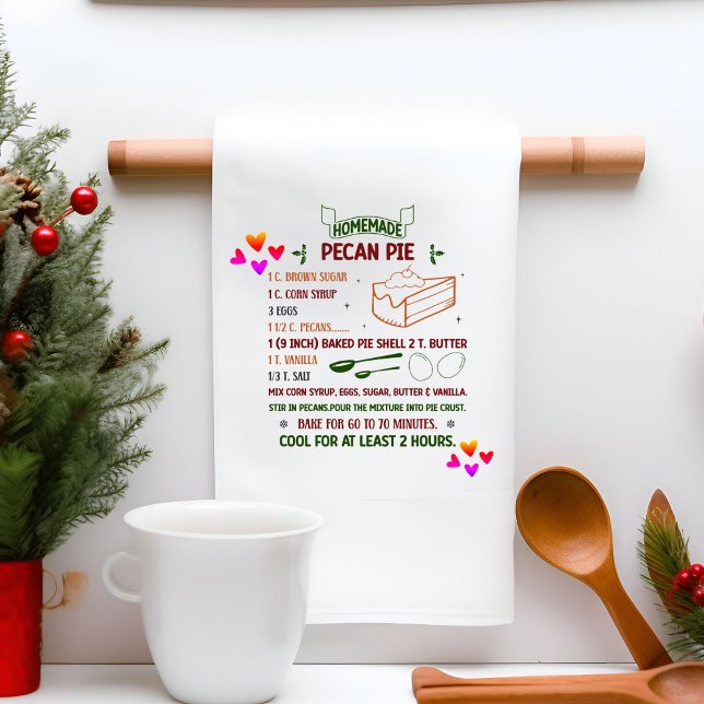 Homemade Sweet Pecan  pie Recipe Christmas Gift Kitchen Towel (Creator Uploaded)