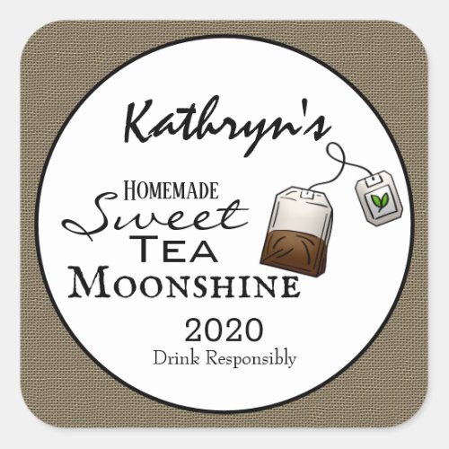 Homemade Sweet Tea Moonshine Personalized Square Sticker