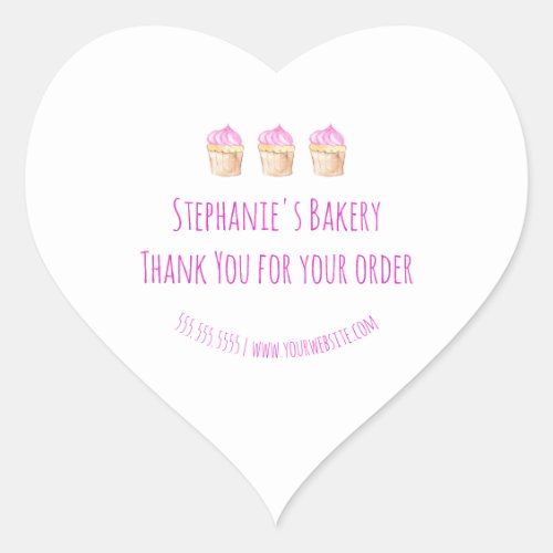 Homemade Thank You For Your Order Pink Bakery Heart Sticker