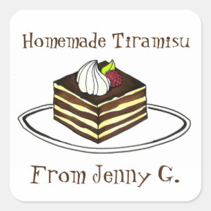 Homemade Tiramisu Baked By Italian Pastry Baker Square Sticker