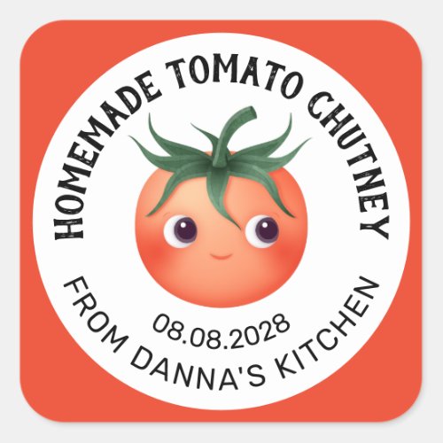 Homemade Tomato Chutney label with baby tomato