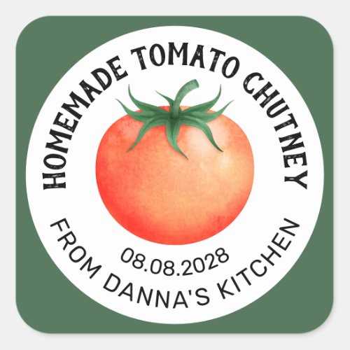Homemade Tomato Chutney label with red tomato