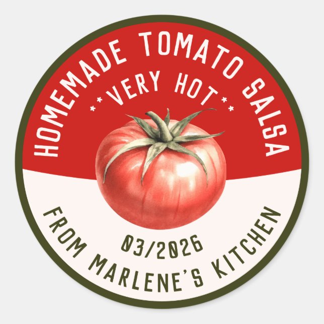 Homemade tomato hot salsa with two colours classic round sticker (Front)