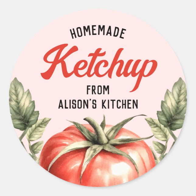 Homemade Tomato Ketchup label watercolour tomato (Front)