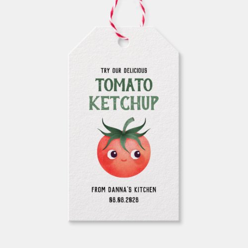 Homemade Tomato Ketchup with little tomato Gift Tags