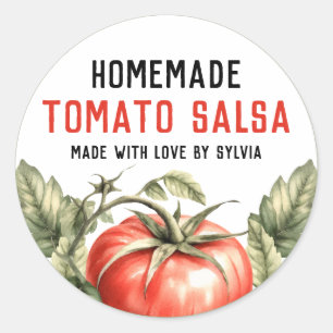 Homemade Tomato Salsa preserve watercolour tomato Classic Round Sticker