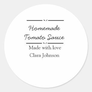 Homemade tomato sauce made with love add name text classic round sticker