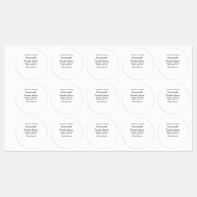 Homemade tomato sauce made with love add name text labels (Sheet)