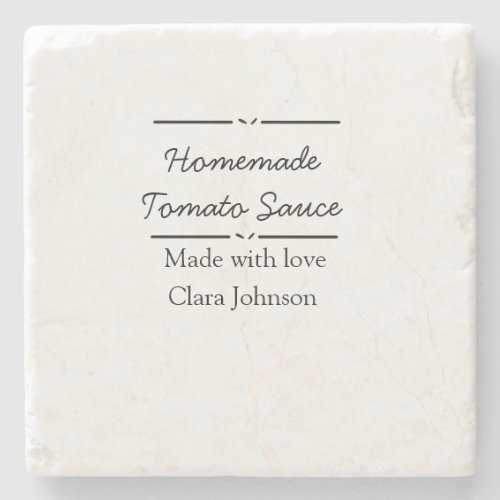 Homemade tomato sauce made with love add name text stone coaster