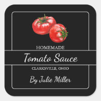 Homemade Tomato Sauce Square Label Black