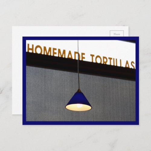 Homemade Tortillas Blue Pendant Lamp Photography Postcard