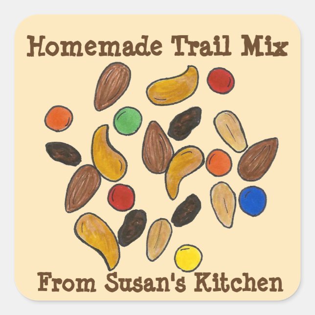 Homemade Trail Mix Made With Love Kitchen Trailmix Square Sticker (Front)